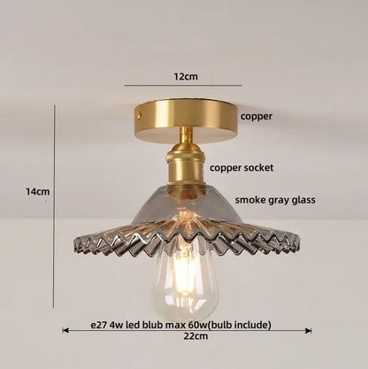Modern green glass leaf flush mounted ceiling light bedroom
