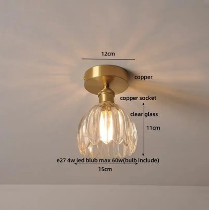 Modern green glass leaf flush mounted ceiling light bedroom