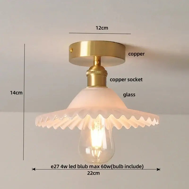 Modern green glass leaf flush mounted ceiling light bedroom
