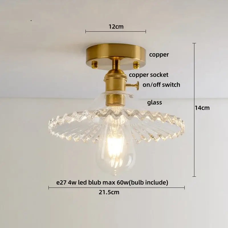 Modern green glass leaf flush mounted ceiling light bedroom