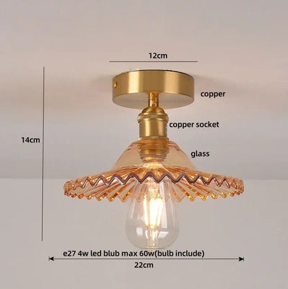 Modern green glass leaf flush mounted ceiling light bedroom