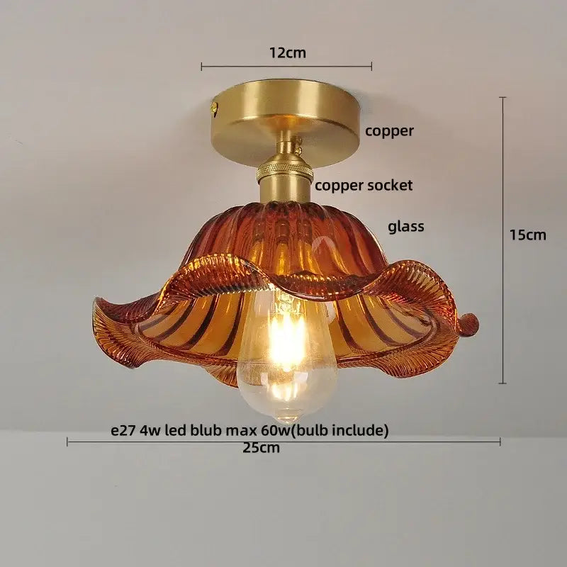Modern green glass leaf flush mounted ceiling light bedroom