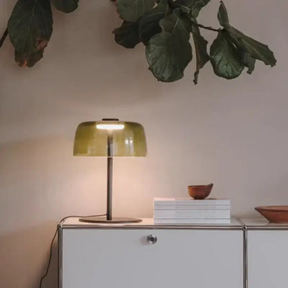 Modern green glass table lamp for bedroom with led bulb