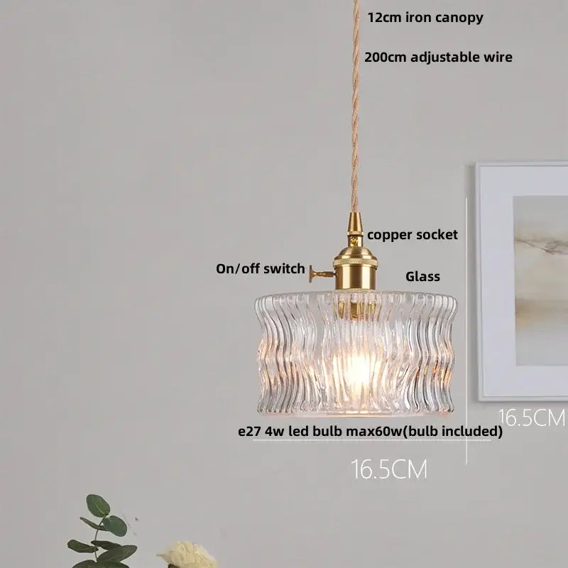 Modern green glass walnut wood pendant light dining room