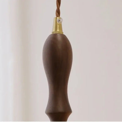 Modern green glass walnut wood pendant light dining room