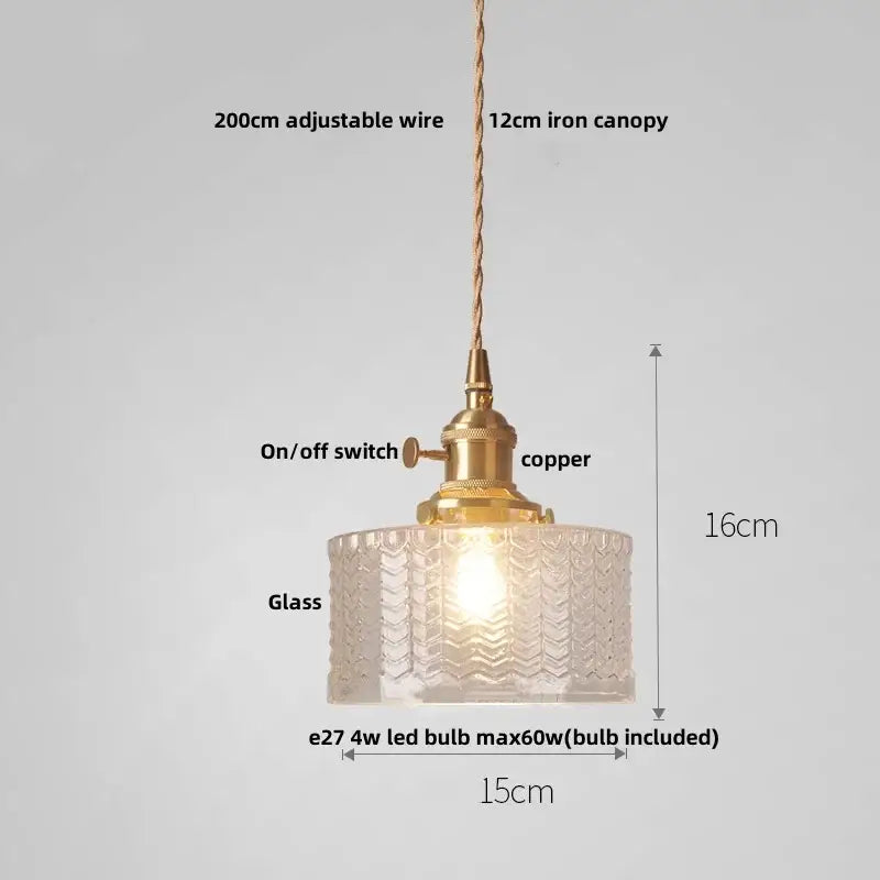 Modern green glass walnut wood pendant light dining room
