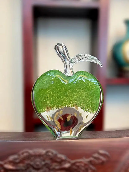Modern green gold crystal glass apple paperweight office decor