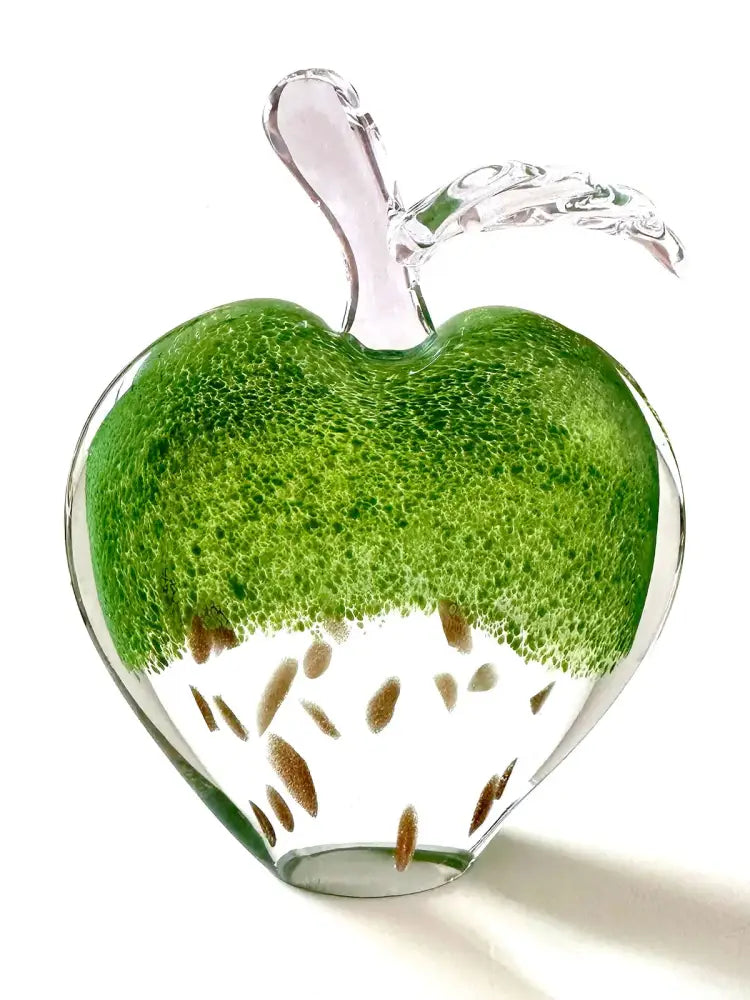 Modern green gold crystal glass apple paperweight office decor