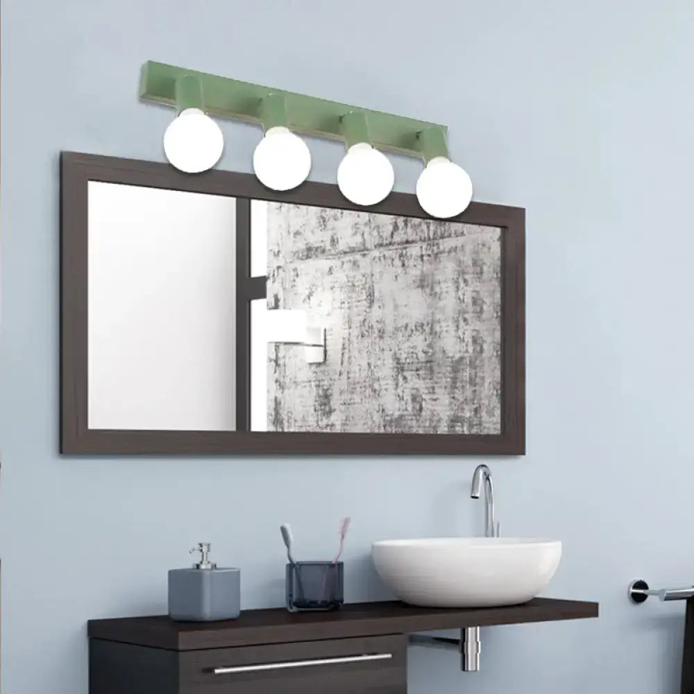 Modern green linear vanity mirror light bathroom 4 bulb wall sconce