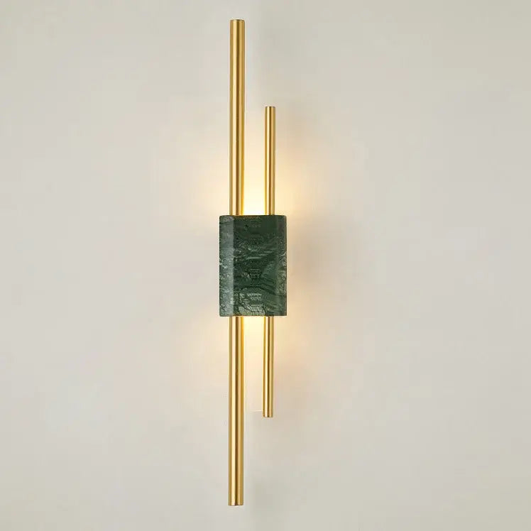 Modern green marble and gold light luxury wall lamp living room