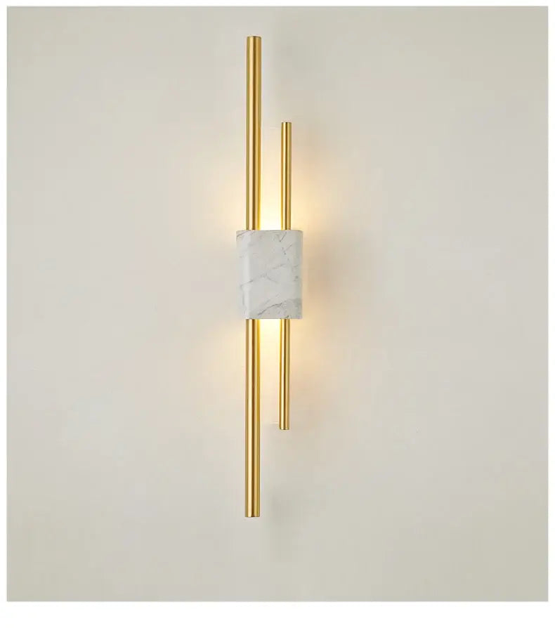 Modern green marble and gold light luxury wall lamp living room