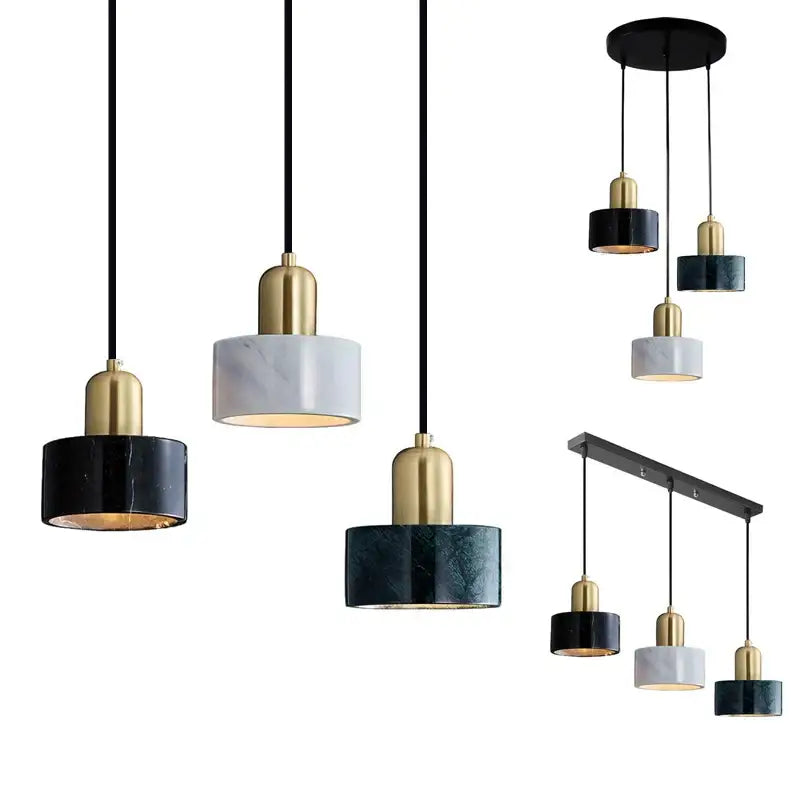 Modern green marble pendant light for dining room