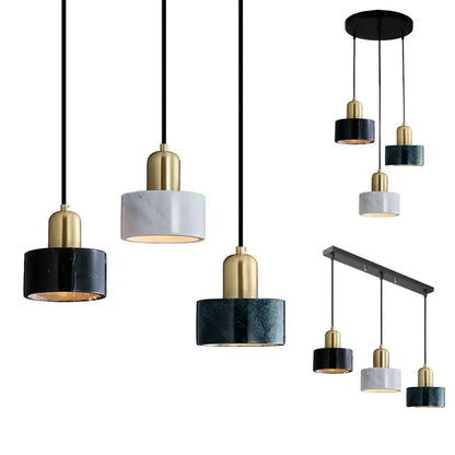 Modern green marble pendant light for dining room