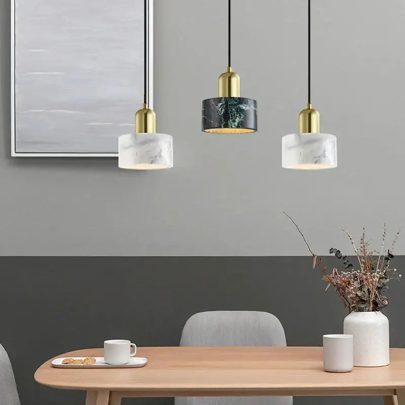 Modern green marble pendant light for dining room