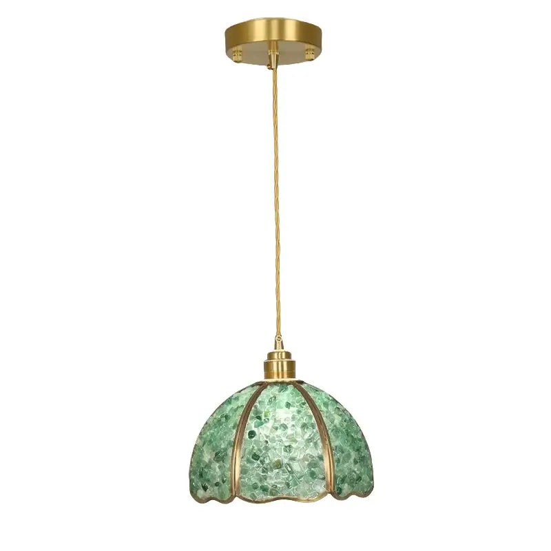 Modern green mosaic crystal glass led pendant lamp dining room