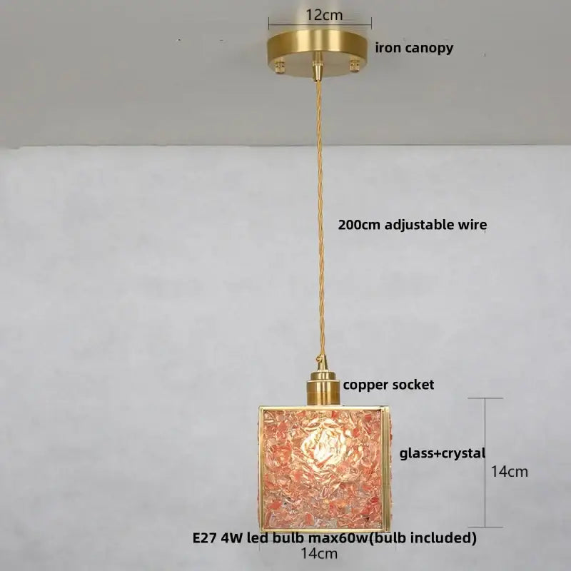 Modern green mosaic crystal glass led pendant lamp dining room