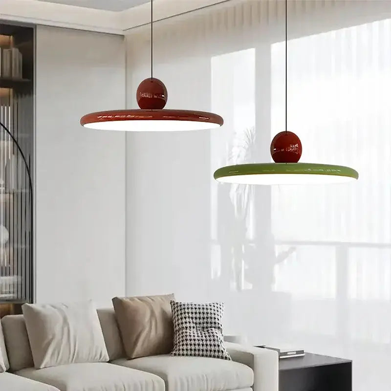 Modern green & red saucer pendant light dining room cream wind