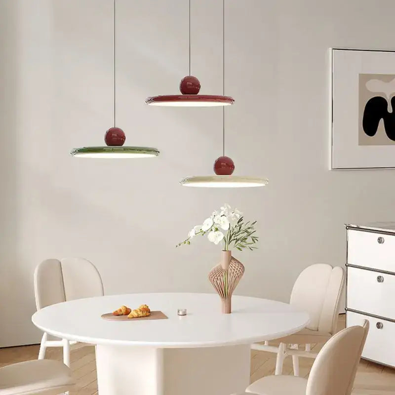 Modern green & red saucer pendant light dining room cream wind