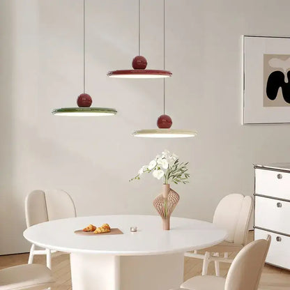 Modern green & red saucer pendant light dining room cream wind