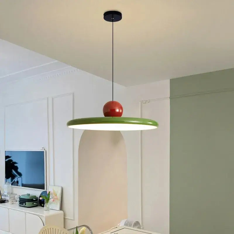 Modern green & red saucer pendant light dining room cream wind