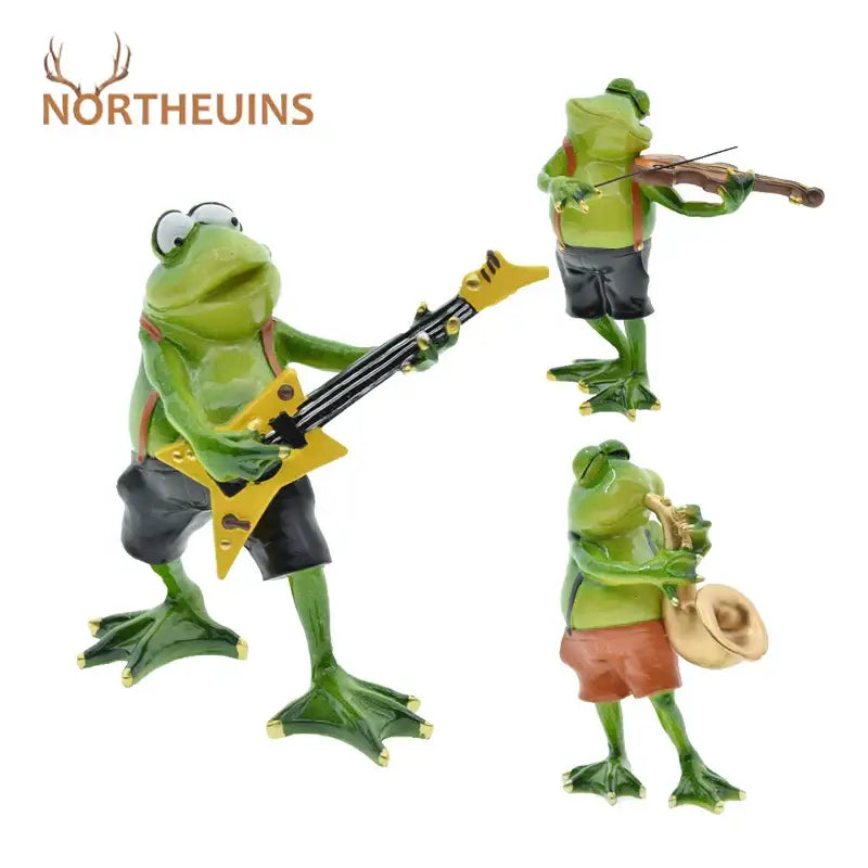 Modern green resin frog band figurine living room music decor