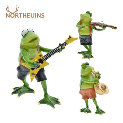 Modern green resin frog band figurine living room music decor