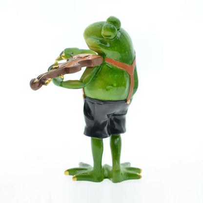 Modern green resin frog band figurine living room music decor