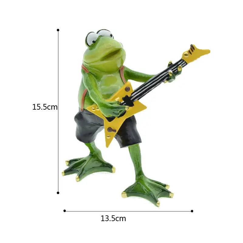 Modern green resin frog band figurine living room music decor