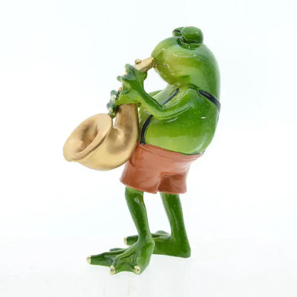 Modern green resin frog band figurine living room music decor
