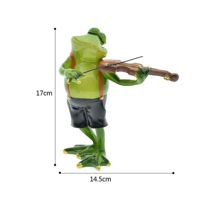 Modern green resin frog band figurine living room music decor