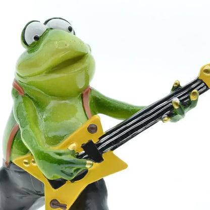 Modern green resin frog band figurine living room music decor