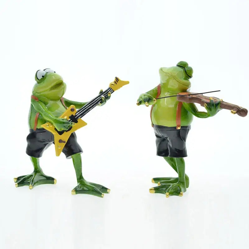 Modern green resin frog band figurine living room music decor