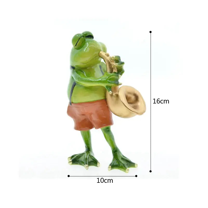 Modern green resin frog band figurine living room music decor