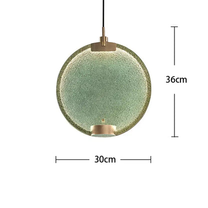Modern green textured glass brass pendant light dining room set