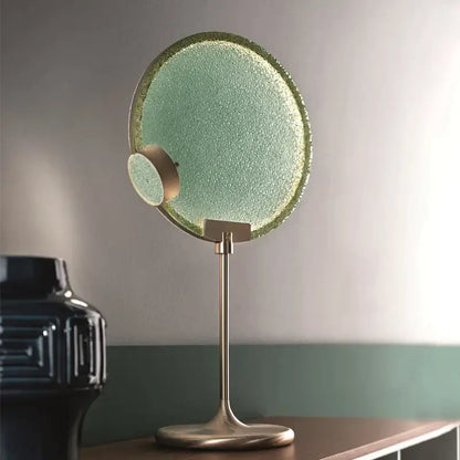 Modern green textured glass brass pendant light dining room set