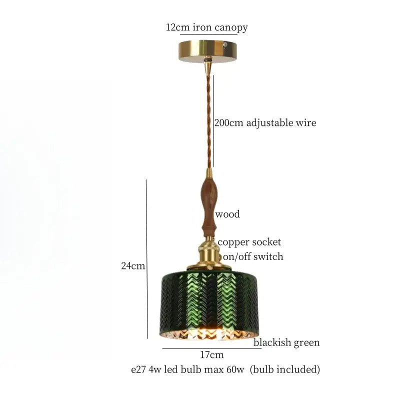 Modern green wave glass pendant light for living room