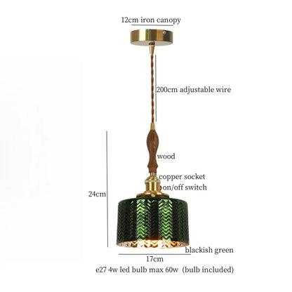 Modern green wave glass pendant light for living room
