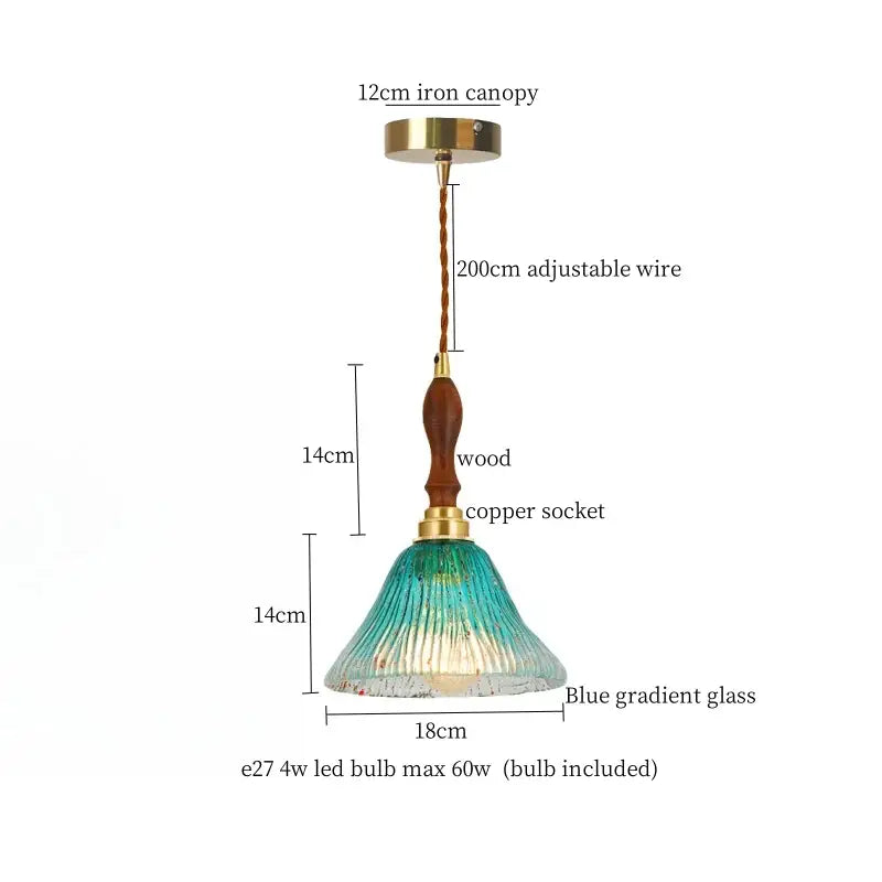 Modern green wave glass pendant light for living room