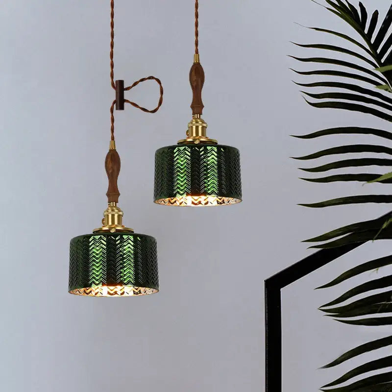 Modern green wave glass pendant light for living room