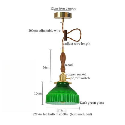 Modern green wave glass pendant light for living room