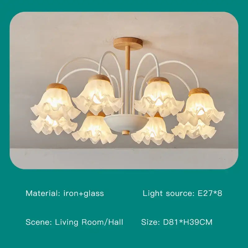 Modern green & white chandelier 8 glass globes living room light