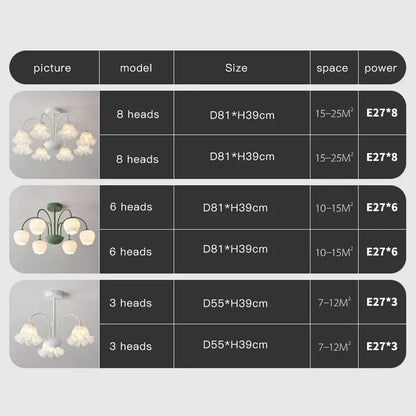 Modern green & white chandelier 8 glass globes living room light