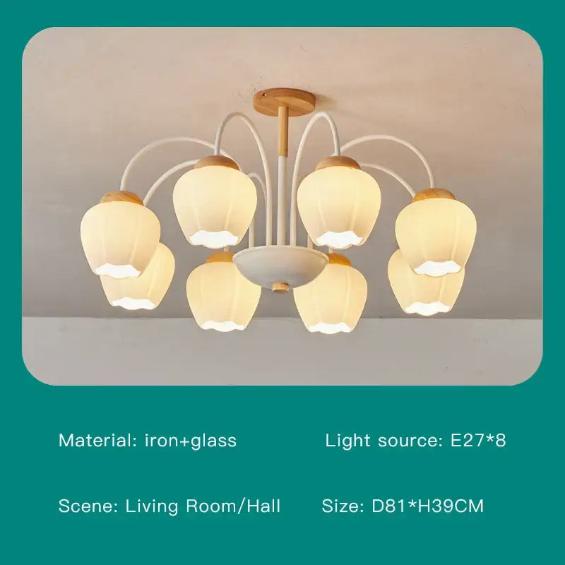 Modern green & white chandelier 8 glass globes living room light