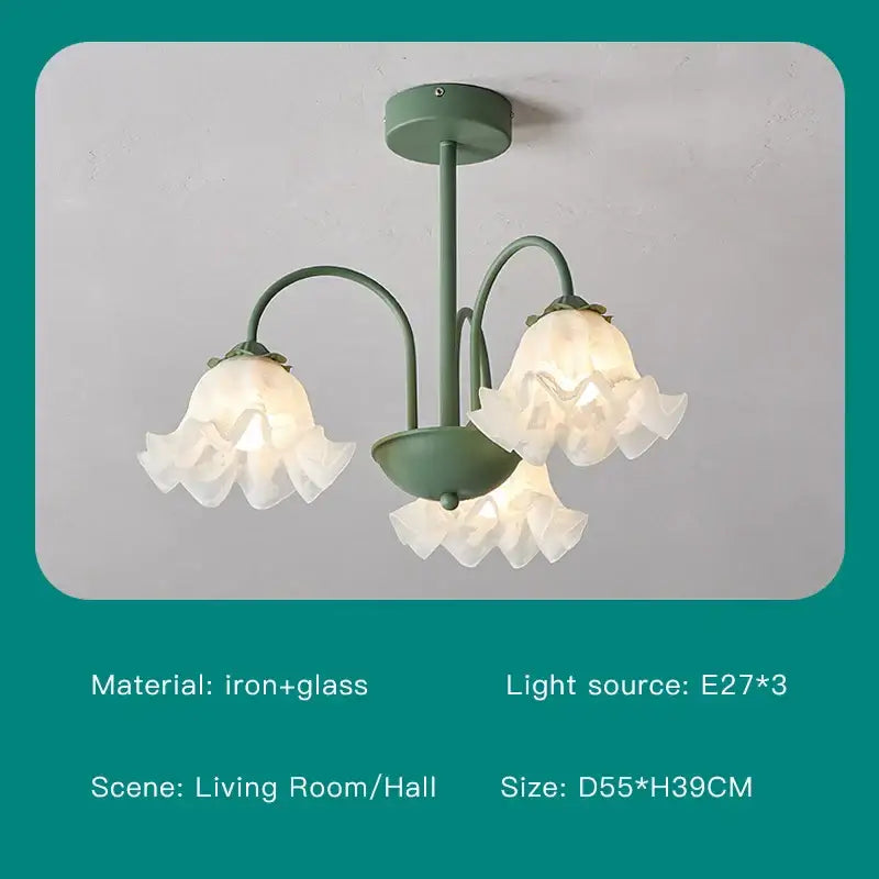 Modern green & white chandelier 8 glass globes living room light