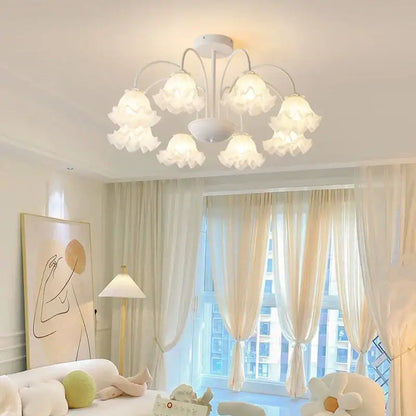 Modern green & white chandelier 8 glass globes living room light