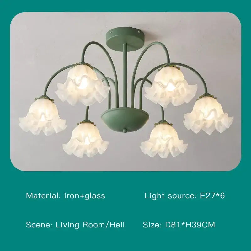 Modern green & white chandelier 8 glass globes living room light