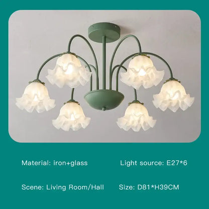 Modern green & white chandelier 8 glass globes living room light