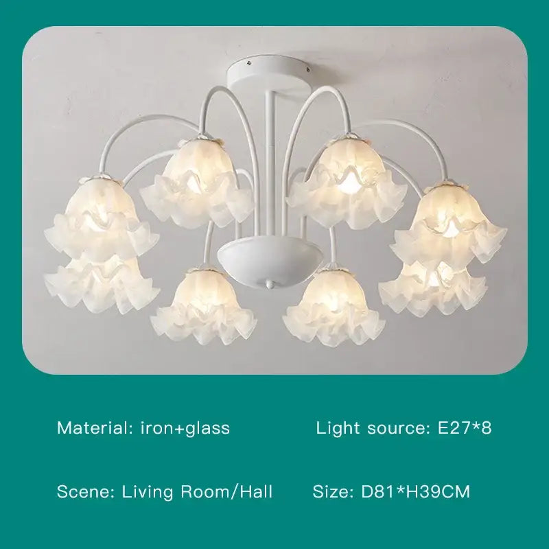 Modern green & white chandelier 8 glass globes living room light