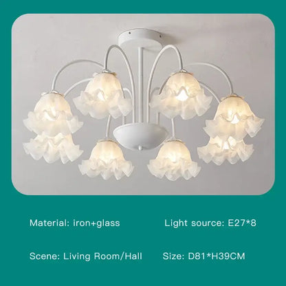 Modern green & white chandelier 8 glass globes living room light