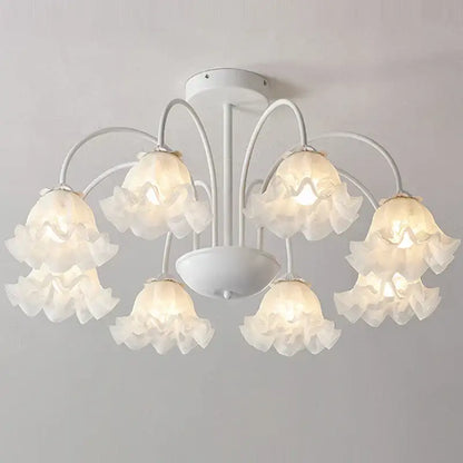 Modern green & white chandelier 8 glass globes living room light